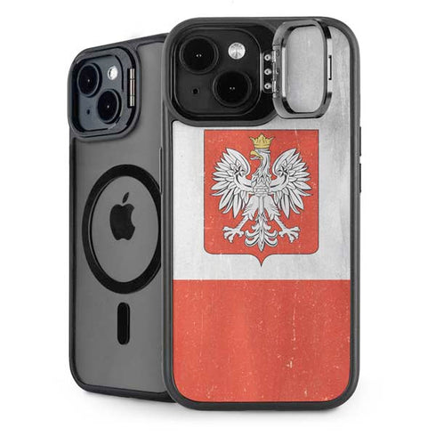 Poland Flag Distressed iPhone 15 Kickstand Case