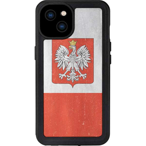 Poland Flag Distressed iPhone 15 Plus Waterproof Case
