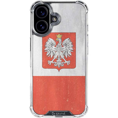 Poland Flag Distressed iPhone 16 Plus Clear Case