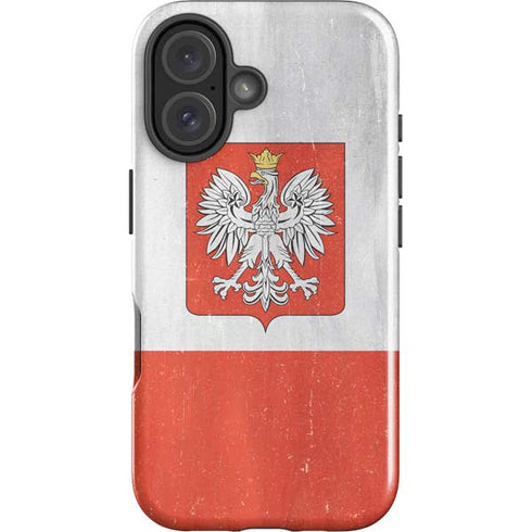 Poland Flag Distressed iPhone 16 Plus Impact Case