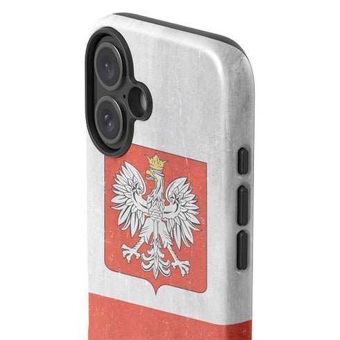 Poland Flag Distressed iPhone 16 Plus Impact Case