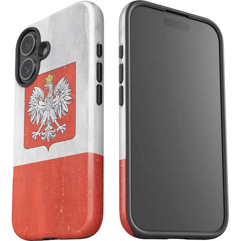 Poland Flag Distressed iPhone 16 Plus Impact Case