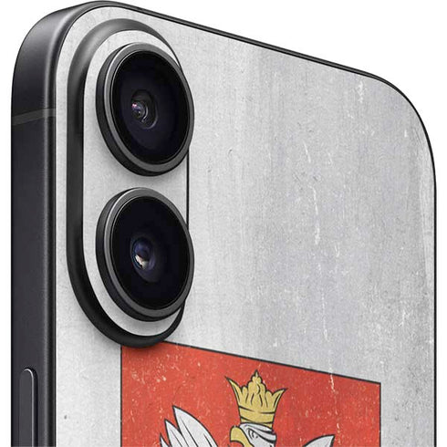 Poland Flag Distressed iPhone 16 Plus Skin