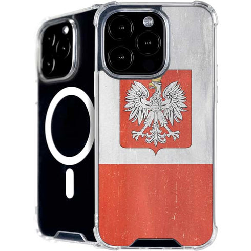 Poland Flag Distressed iPhone 16 Pro MagSafe Case