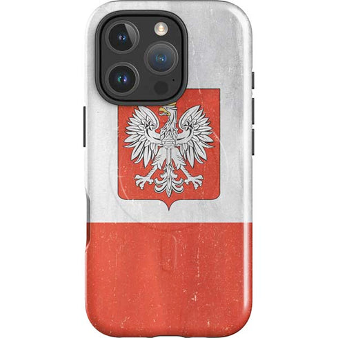 Poland Flag Distressed iPhone 16 Pro Max Magsafe Impact Case