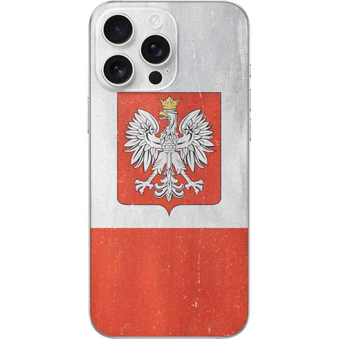 Poland Flag Distressed iPhone 16 Pro Max Skin