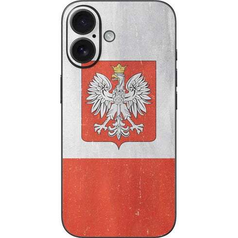 Poland Flag Distressed iPhone 16 Skin