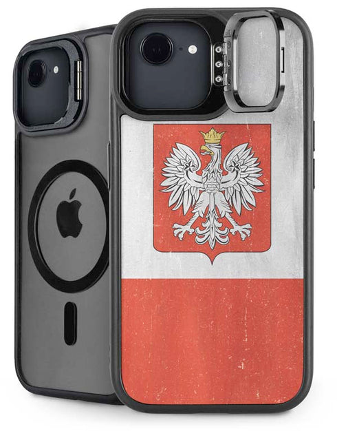 Poland Flag Distressed iPhone 16e Kickstand Case