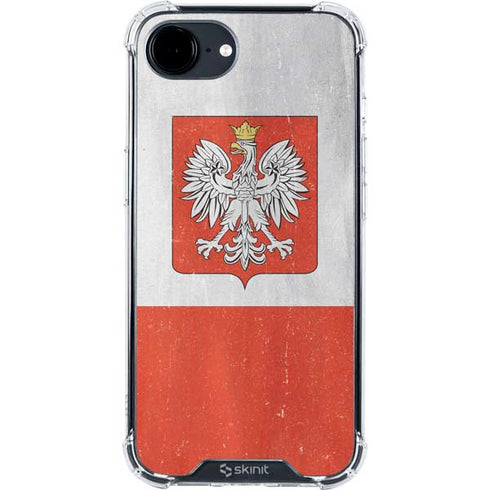 Poland Flag Distressed iPhone 16e Clear Case