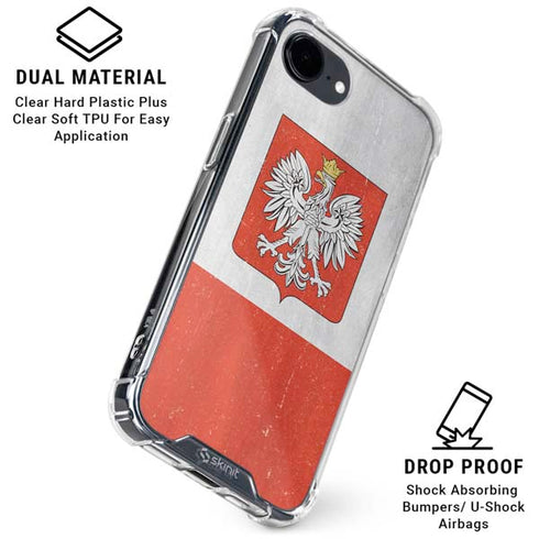 Poland Flag Distressed iPhone 16e Clear Case