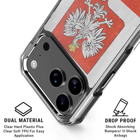 Poland Flag Distressed iPhone 18 Pro Clear Case