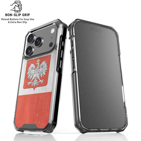 Poland Flag Distressed iPhone 18 Pro Clear Case
