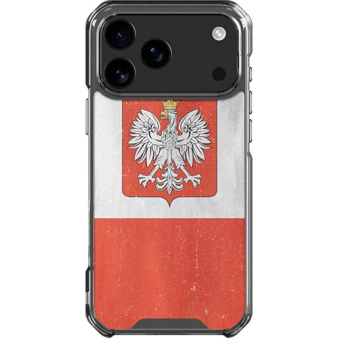 Poland Flag Distressed iPhone 18 Pro Max Clear Case
