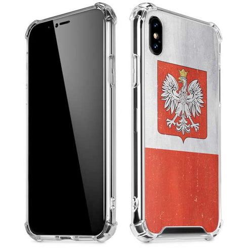 Poland Flag Distressed iPhone X/XS Clear Case