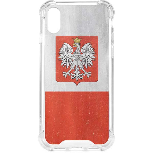 Poland Flag Distressed iPhone XS Clear Case