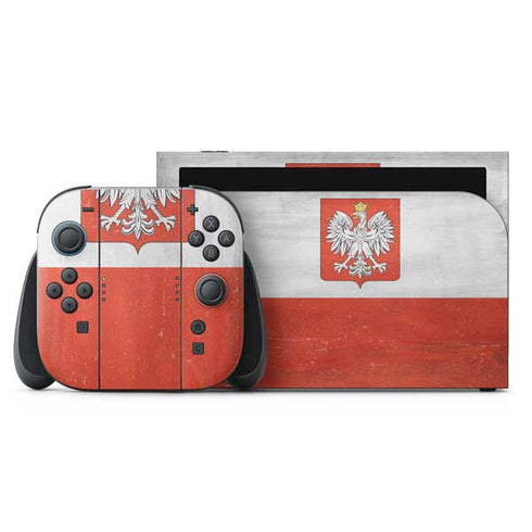 Poland Flag Distressed Nintendo Skins