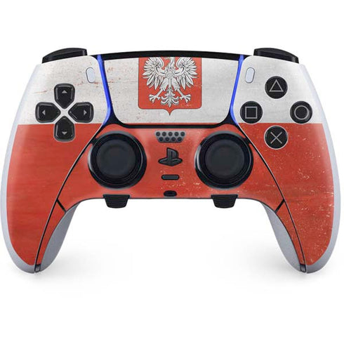 Poland Flag Distressed PS5 DualSense Edge Pro Controller Skin