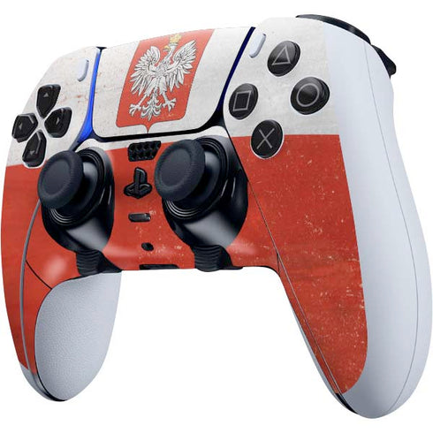 Poland Flag Distressed PS5 DualSense Edge Pro Controller Skin