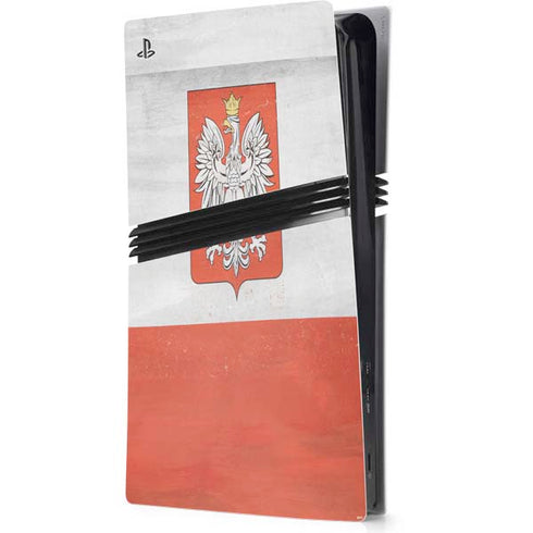 Poland Flag Distressed PS5 Pro Console Skin