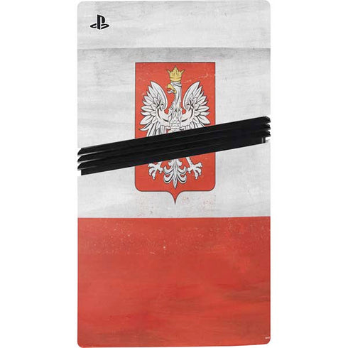 Poland Flag Distressed PS5 Pro Disk Bundle Skin