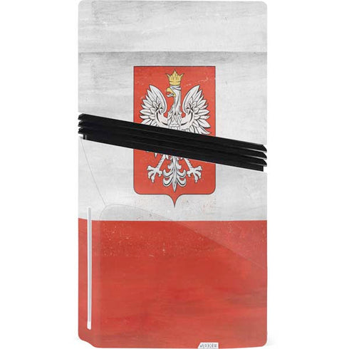 Poland Flag Distressed PS5 Pro Disk Bundle Skin