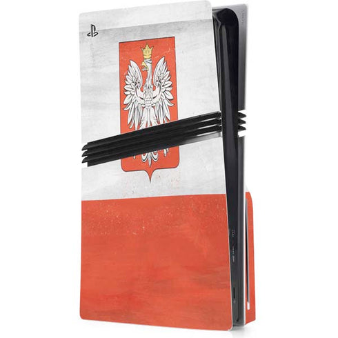 Poland Flag Distressed PS5 Pro Disk Console Skin