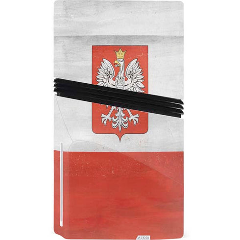 Poland Flag Distressed PS5 Pro Disk Console Skin