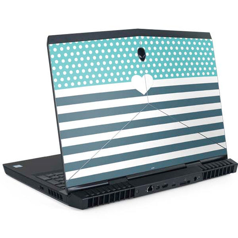 Polka Dots and Stripes Heart in Blue Dell Alienware Skin