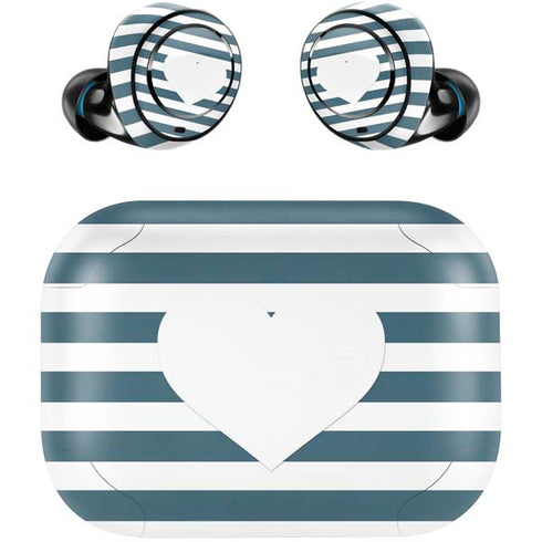 Polka Dots and Stripes Heart in Blue Amazon Echo Buds Skin