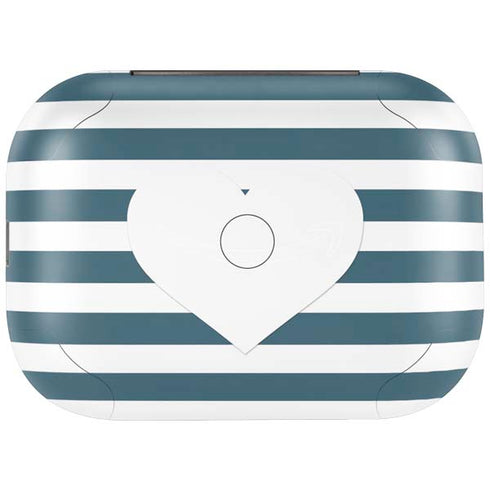 Polka Dots and Stripes Heart in Blue Amazon Echo Buds Skin