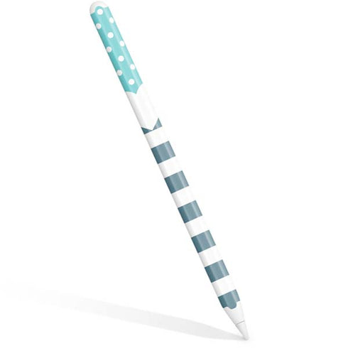 Polka Dots and Stripes Heart in Blue Apple Pencil (2nd Gen 2019) Skin