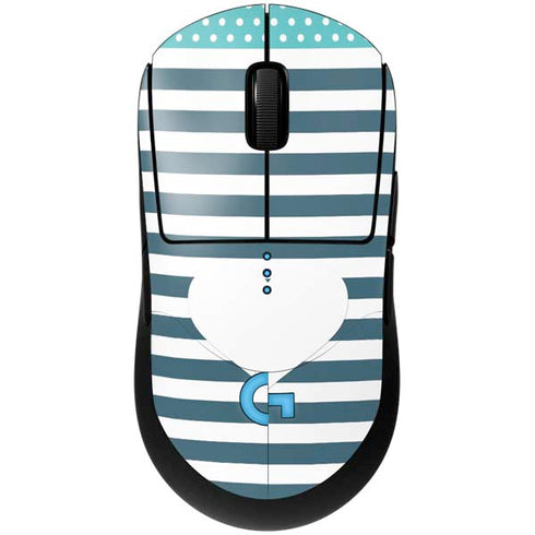 Polka Dots and Stripes Heart in Blue G Pro Wireless Gaming Mouse Skin