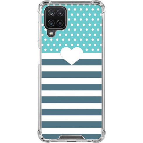 Polka Dots and Stripes Heart in Blue Galaxy Cases