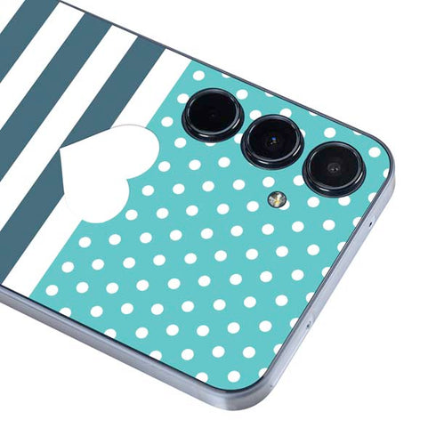 Polka Dots and Stripes Heart in Blue Galaxy A35 5G Skin