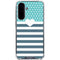 Polka Dots and Stripes Heart in Blue Galaxy A36 5G Clear Case