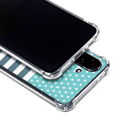 Polka Dots and Stripes Heart in Blue Galaxy A36 5G Clear Case