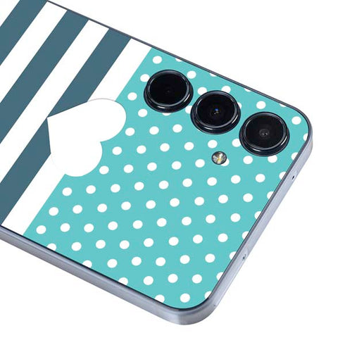 Polka Dots and Stripes Heart in Blue Galaxy A55 5G Skin