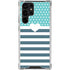 Polka Dots and Stripes Heart in Blue Galaxy S23 Ultra Clear Case