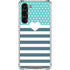 Polka Dots and Stripes Heart in Blue Galaxy S24 FE Clear Case