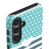 Polka Dots and Stripes Heart in Blue Galaxy S25 Impact Case