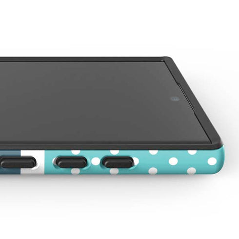 Polka Dots and Stripes Heart in Blue Galaxy S25 Ultra Impact Case
