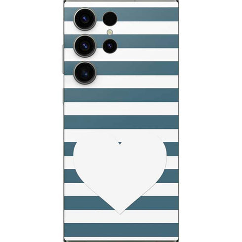 Polka Dots and Stripes Heart in Blue Galaxy S25 Ultra Skin