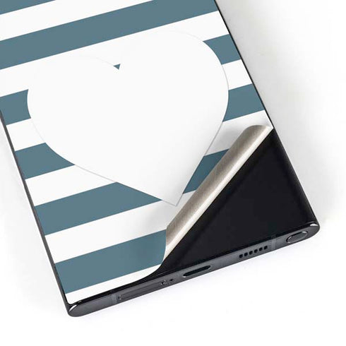 Polka Dots and Stripes Heart in Blue Galaxy S25 Ultra Skin