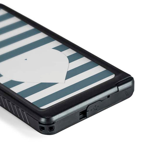 Polka Dots and Stripes Heart in Blue Galaxy S24 Ultra Waterproof Case