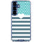 Polka Dots and Stripes Heart in Blue Galaxy S25 Clear Case