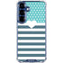 Polka Dots and Stripes Heart in Blue Galaxy S25 Plus Clear Case