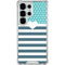 Polka Dots and Stripes Heart in Blue Galaxy S25 Ultra Clear Case