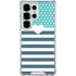 Polka Dots and Stripes Heart in Blue Galaxy S25 Ultra Clear Case
