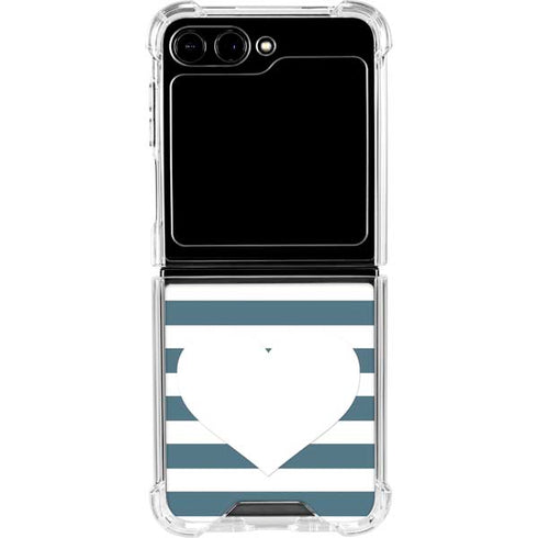 Polka Dots and Stripes Heart in Blue Galaxy Z Flip6 Clear Case