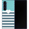 Polka Dots and Stripes Heart in Blue Galaxy Z Fold6 Skin